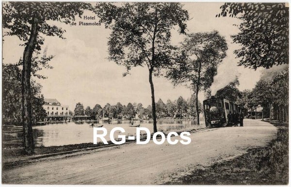 Ansichtkaart - Briefkaart Stoomtram Hotel de Plasmolen, Limburg (1915)
