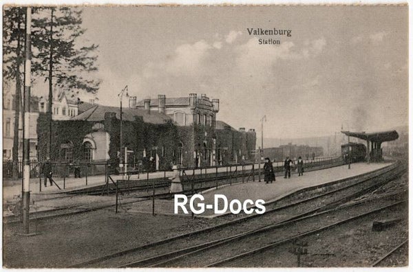 Ansichtkaart - Briefkaart Trein Station Valkenburg met stoomtrein, Limburg (ca. 1910)