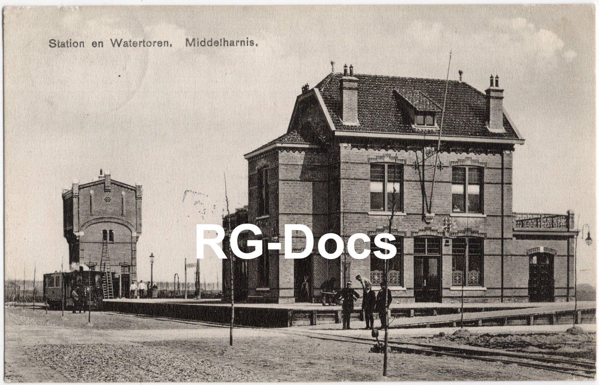 Ansichtkaart - Briefkaart Tram Station Middelharnis, Zuid-Holland (1909)