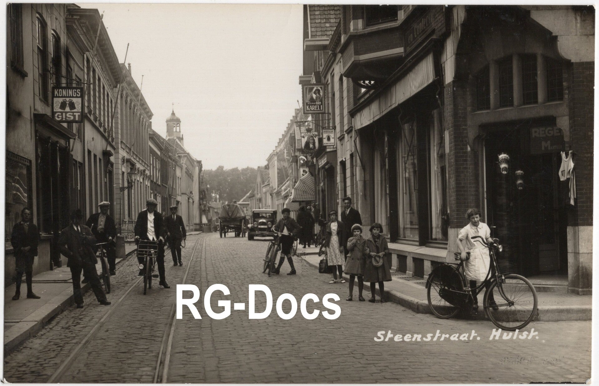 Ansichtkaart - Fotokaart Steenstraat Hulst Verover, Zeeland (ca. 1925)