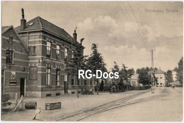 Ansichtkaart - Briefkaart Stationsweg Borculo - Hotel Zoff, Gelderland (ca. 1920)