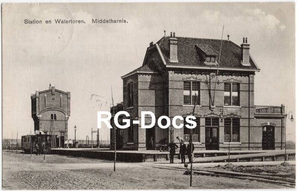 Ansichtkaart - Briefkaart Tram Station Middelharnis, Zuid-Holland (1909)