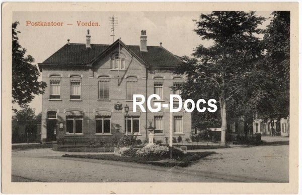 Ansichtkaart - Briefkaart Postkantoor Vorden, Gelderland (1918)