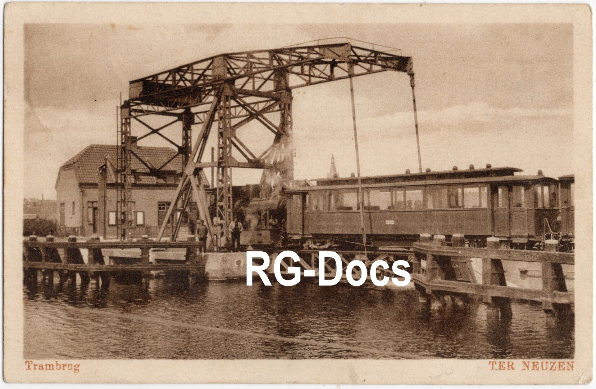 Ansichtkaart - Briefkaart Tram op Trambrug Terneuzen, Zeeland (1931)