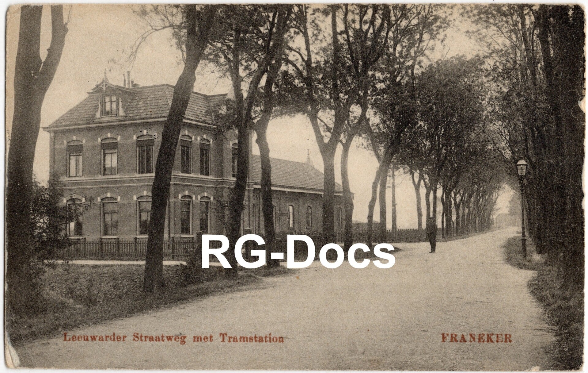 Ansichtkaart - Briefkaart Tramstation Leeuwarder Straatweg Franeker, Friesland (ca. 1910)