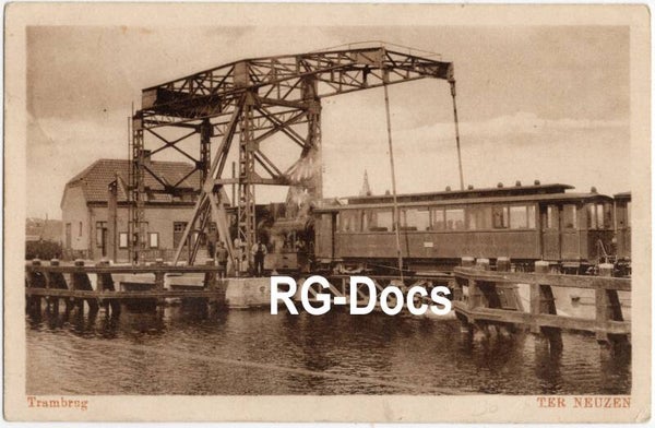 Ansichtkaart - Briefkaart Tram op Trambrug Terneuzen, Zeeland (1931)