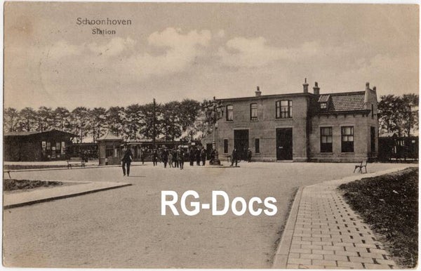 Ansichtkaart - Briefkaart Tram Station Schoonhoven, Zuid-Holland (1920)