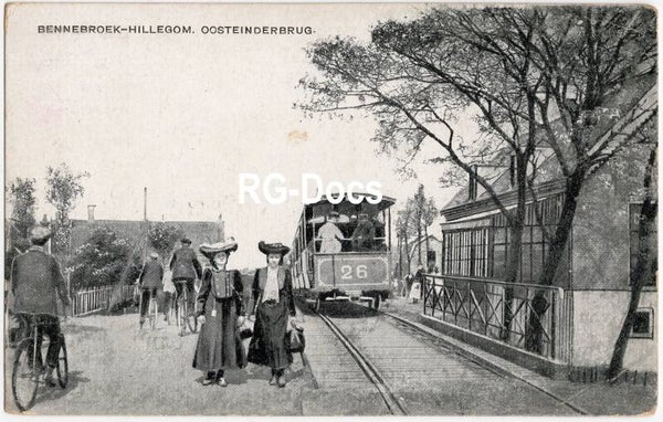 Ansichtkaart - Briefkaart Tram 26 Oosteinderbrug Bennebroek-Hillegom, Noord-Holland (ca. 1910)