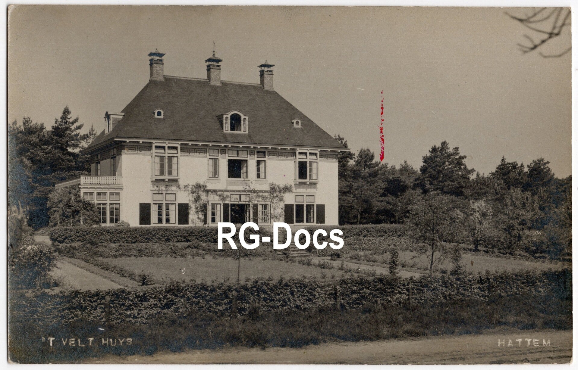 Ansichtkaart - Fotokaart 'T Velt Huys Hattem, Gelderland (ca. 1920)