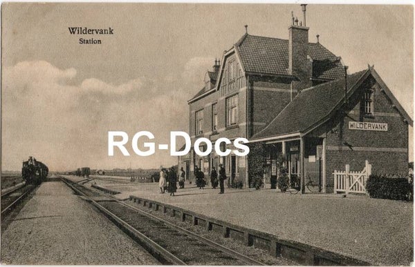 Ansichtkaart - Briefkaart Trein Station Wildervank, Groningen (ca. 1915)