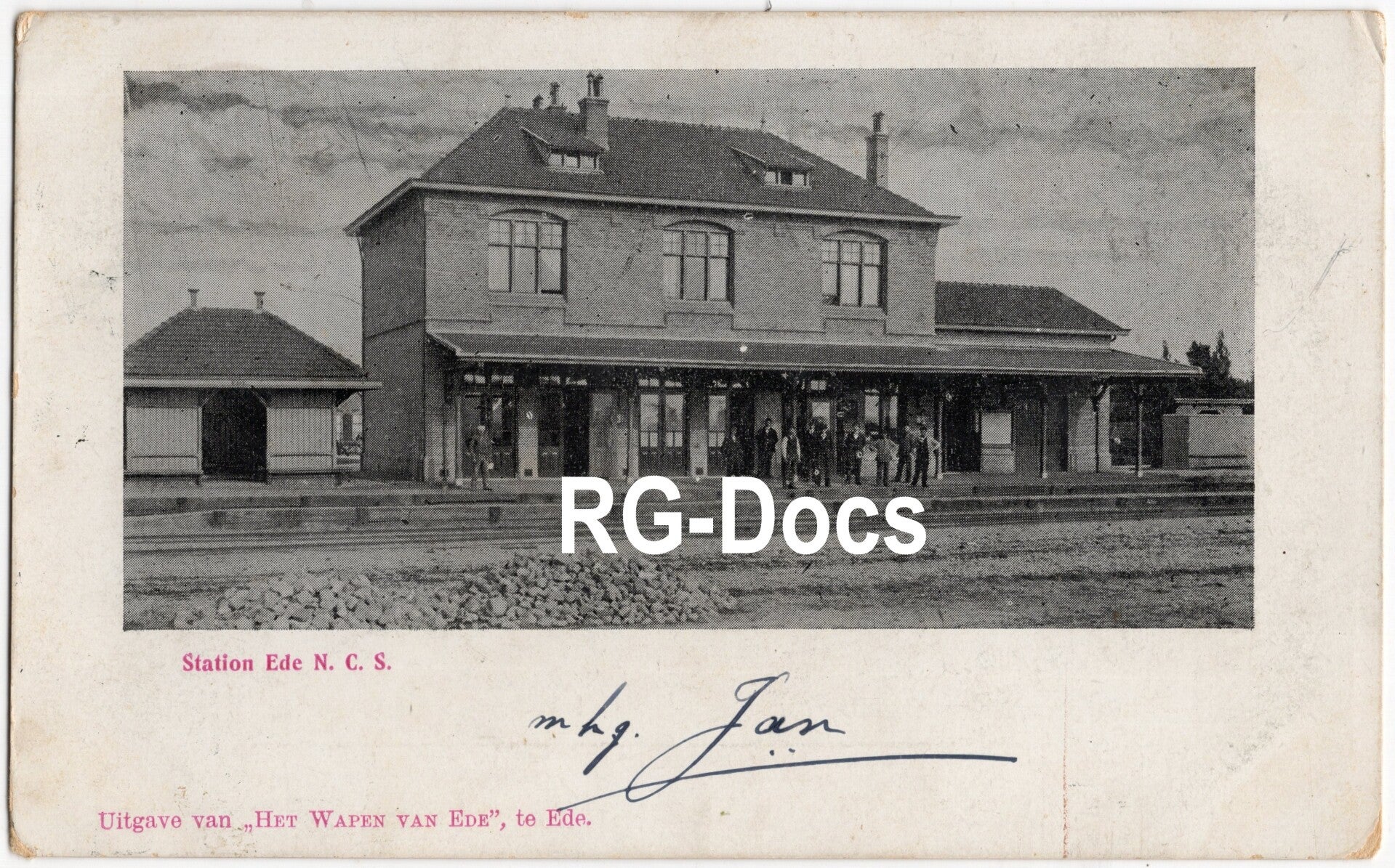Ansichtkaart - Briefkaart Trein Station Ede NCS, Gelderland (1903)