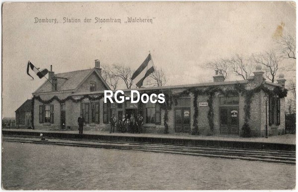 Ansichtkaart - Briefkaart Station Stoomtram Walcheren Domburg, Zeeland (1908)