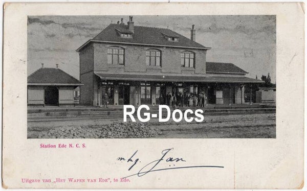 Ansichtkaart - Briefkaart Trein Station Ede NCS, Gelderland (1903)