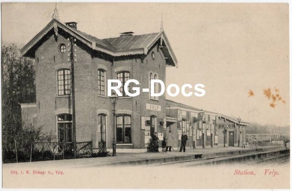 Ansichtkaart - Briefkaart Trein Station Velp, Gelderland (ca. 1910)
