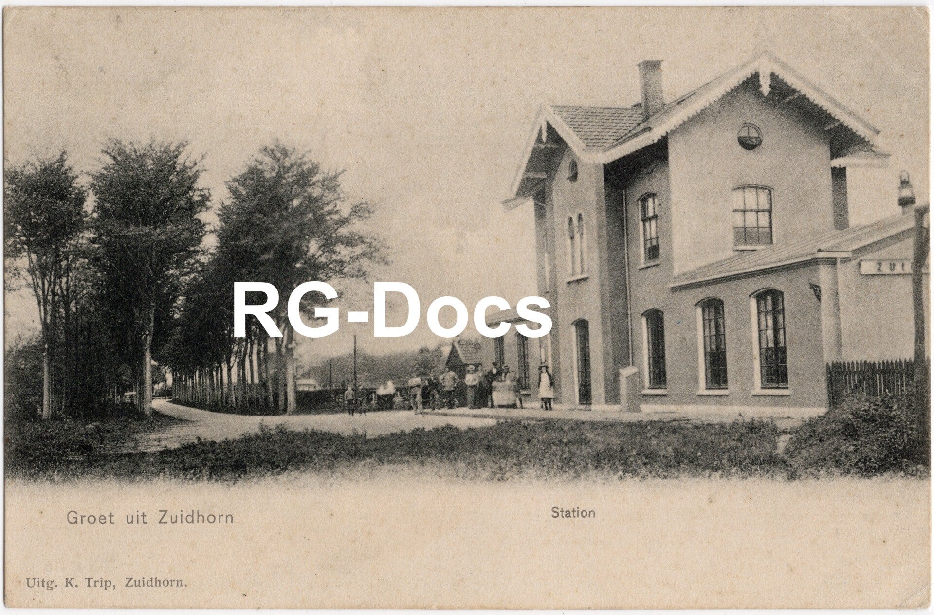 Ansichtkaart - Briefkaart Trein Station Zuidhorn, Groningen (ca. 1910)