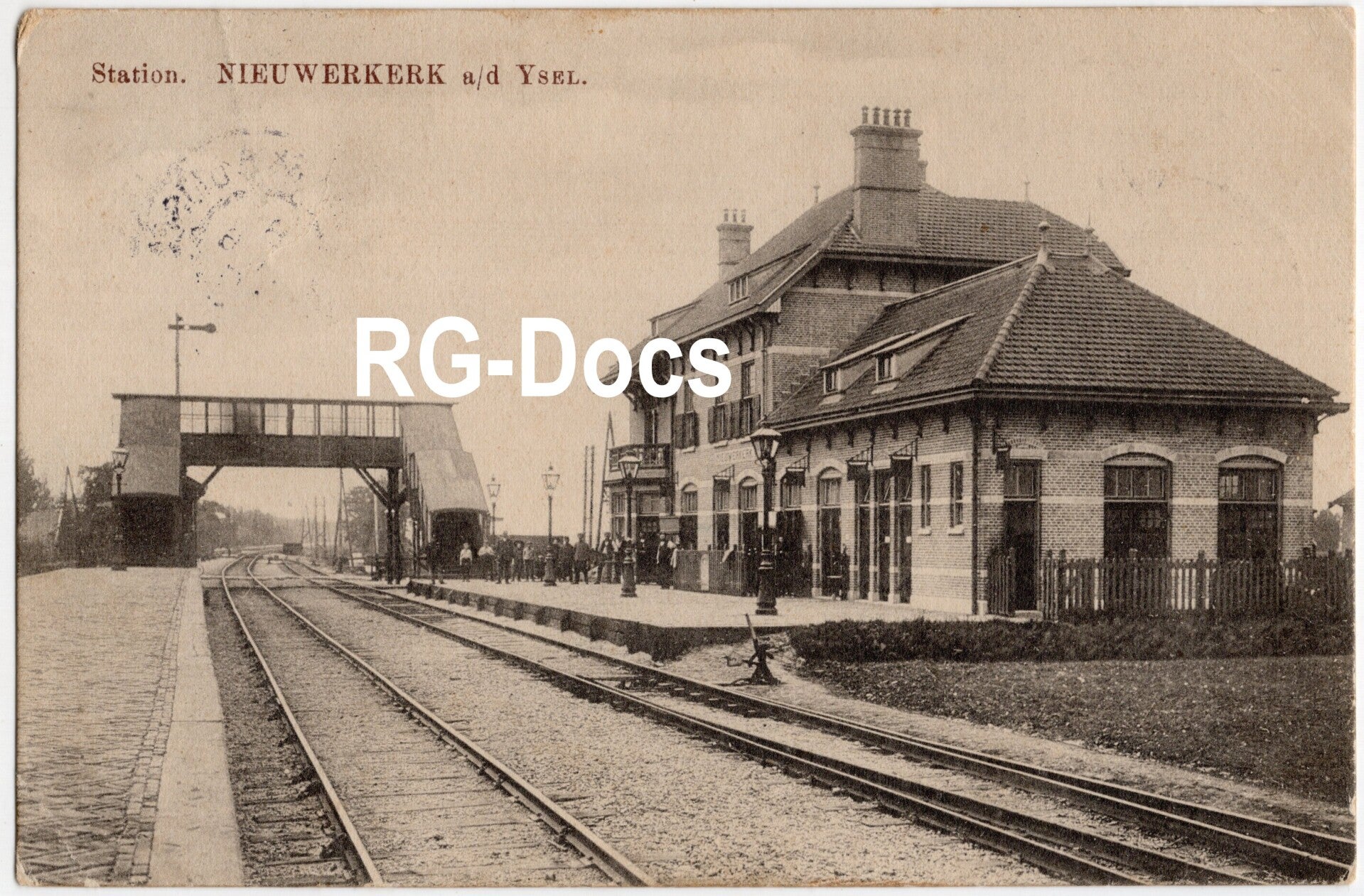 Ansichtkaart - Briefkaart Trein Station Nieuwerkerk a/d IJssel, Zuid-Holland (1910)