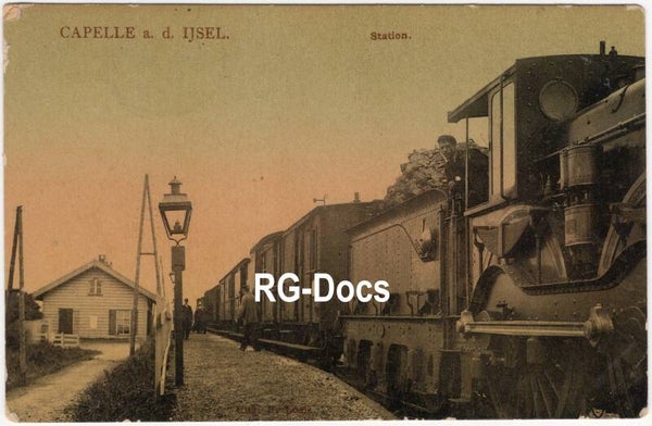 Ansichtkaart - Briefkaart Trein Station Capelle aan den IJssel, Zuid-Holland (1907)