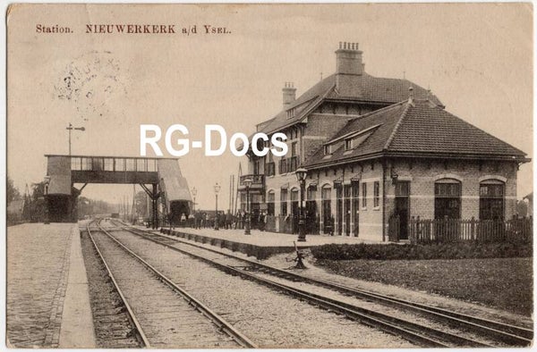 Ansichtkaart - Briefkaart Trein Station Nieuwerkerk a/d IJssel, Zuid-Holland (1910)