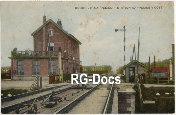 Ansichtkaart - Briefkaart Trein Station Sappemeer Oost, Groningen (1923)
