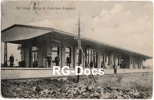 Ansichtkaart - Briefkaart Het nieuwe Trein Station Zoetermeer Zegwaard, Zuid-Holland (1912)