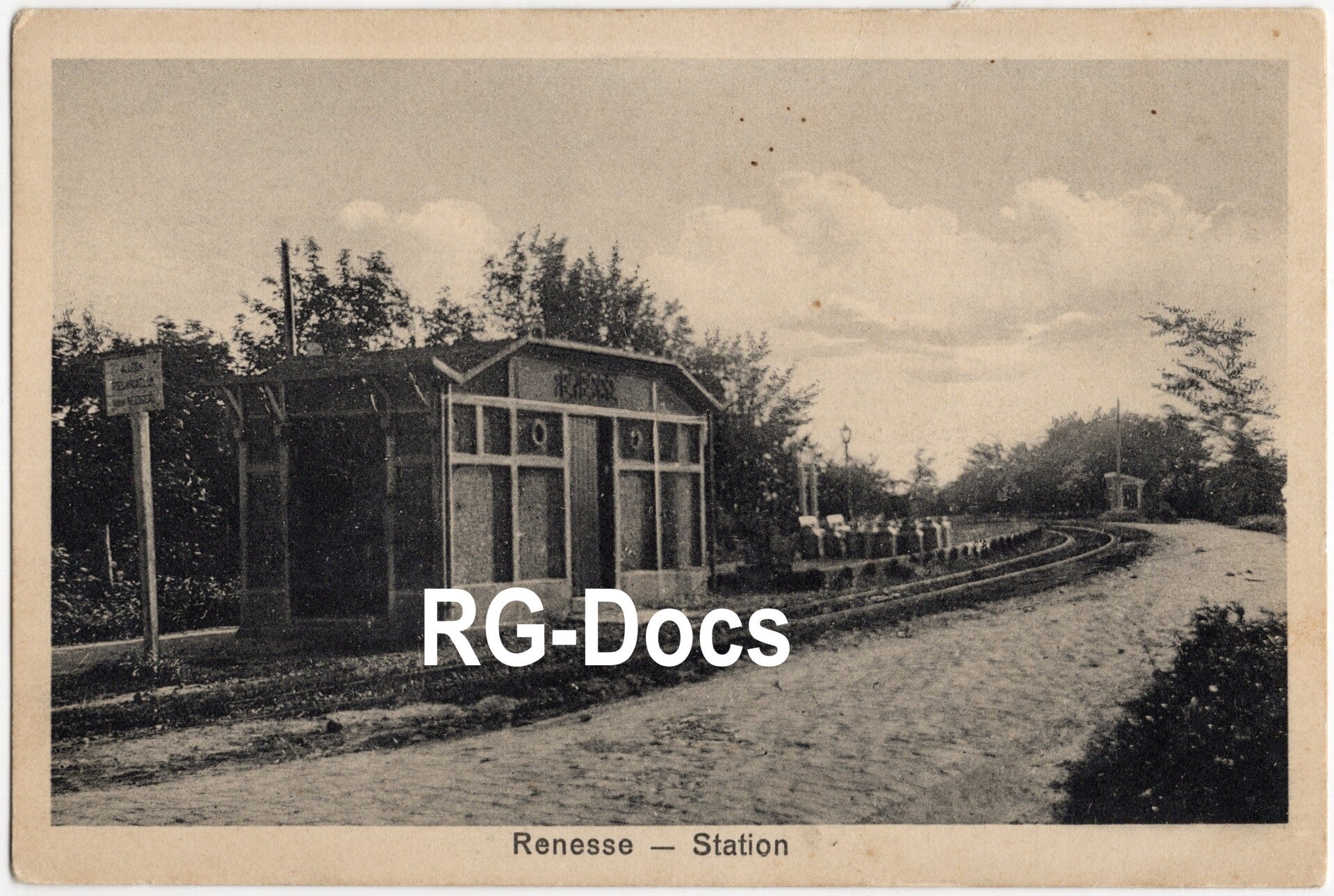Ansichtkaart - Briefkaart Tram Station Renesse, Zeeland (ca. 1922)