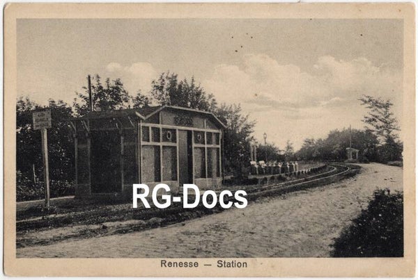 Ansichtkaart - Briefkaart Tram Station Renesse, Zeeland (ca. 1922)