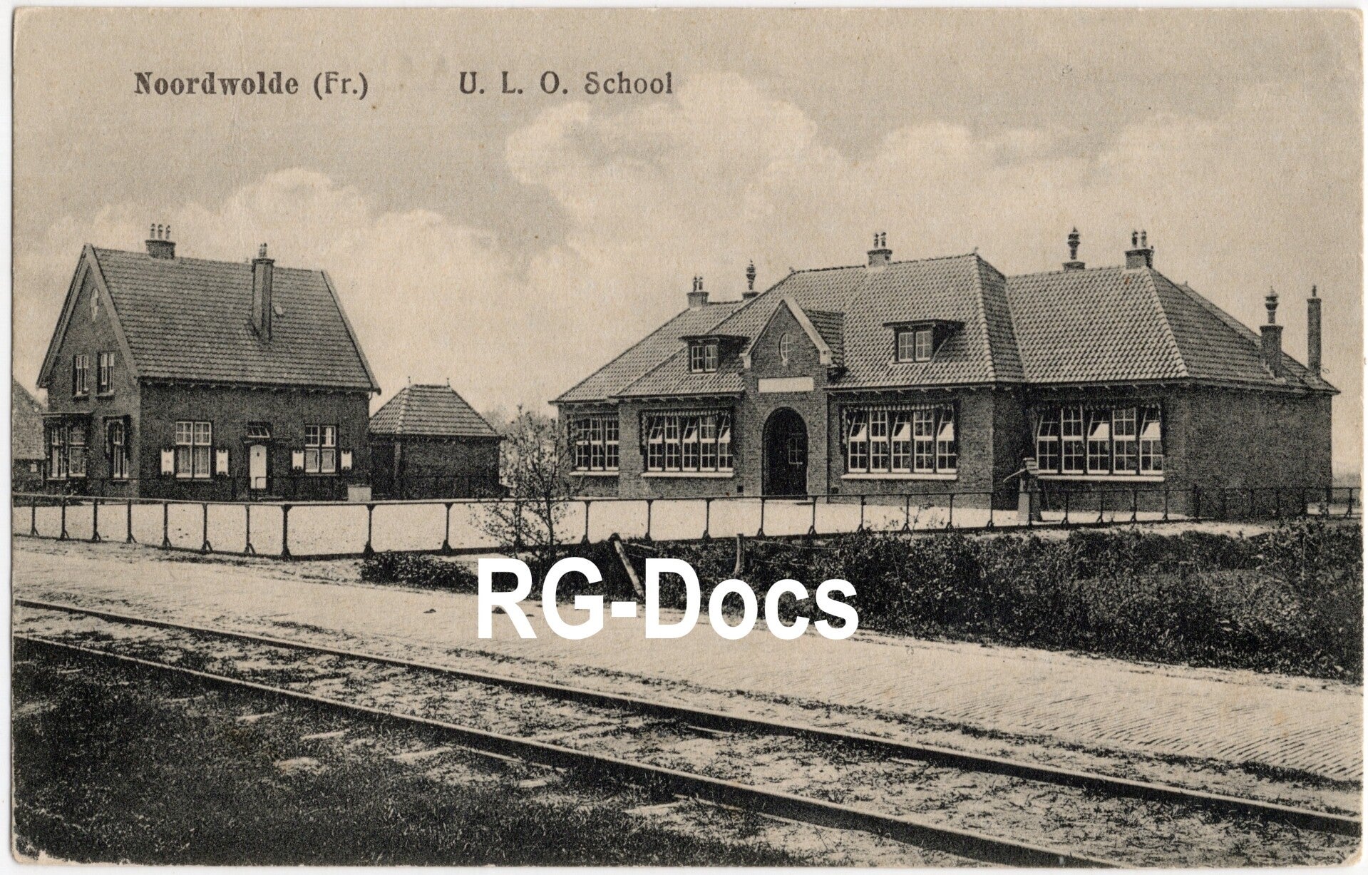 Ansichtkaart - Briefkaart ULO School Noordwolde, Friesland (1924)