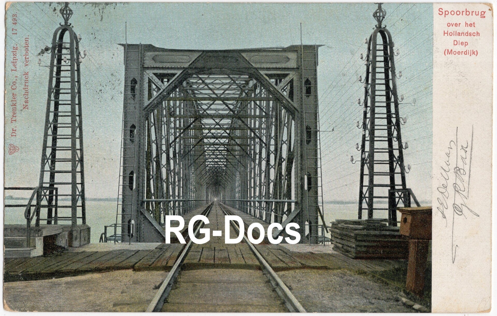 Ansichtkaart - Briefkaart Trein Spoorbrug over het Hollandsch Diep (Moerdijk) (1906)