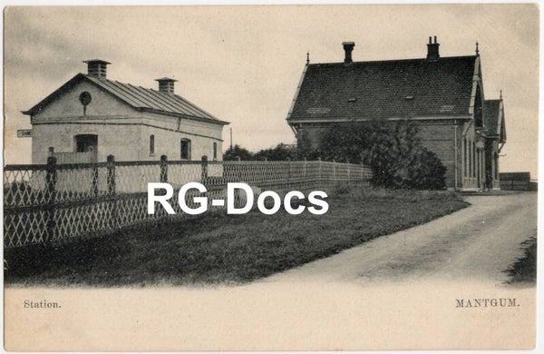 Ansichtkaart - Briefkaart Station Mantgum, Friesland (ca. 1905)
