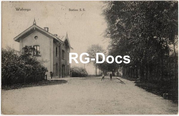 Ansichtkaart - Briefkaart Trein Station S.S. Wolvega, Friesland (1911)