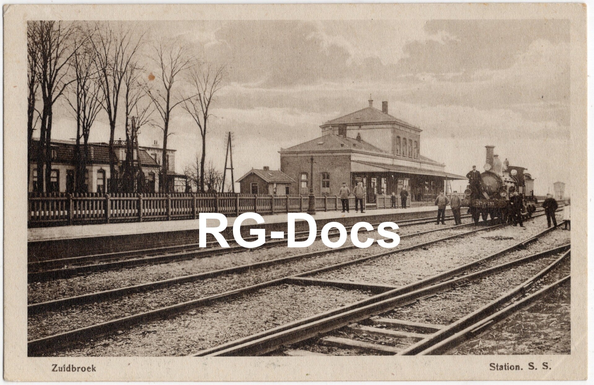 Ansichtkaart - Briefkaart Trein Station S.S. Zuidbroek, Groningen (ca. 1910)
