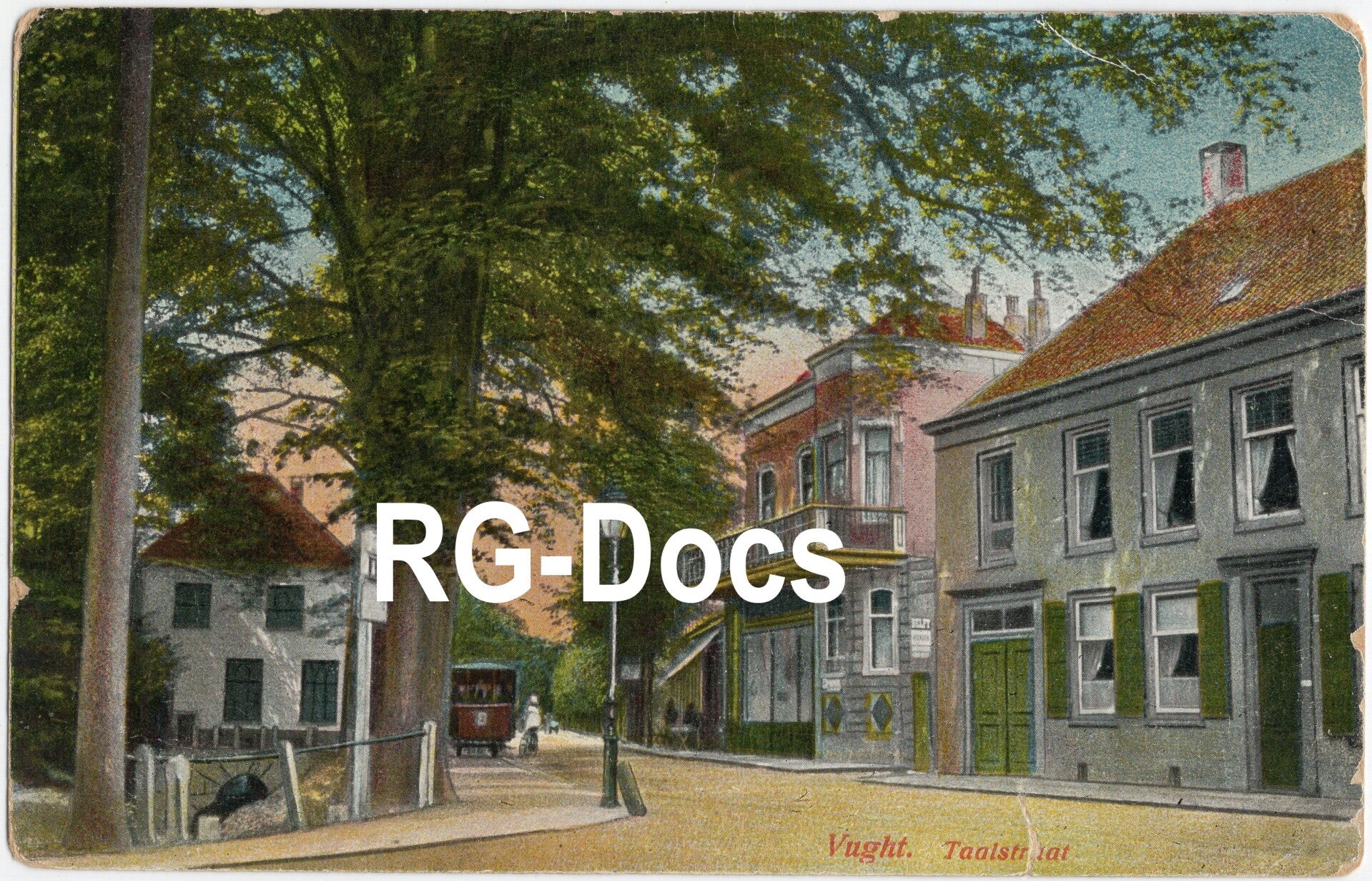 Ansichtkaart - Briefkaart Tram aan de Taalstraat, Vught (1919)