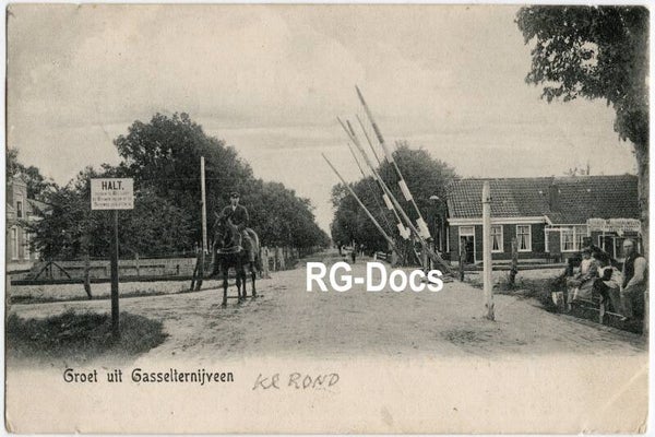 Ansichtkaart - Briefkaart Trein Spoorwegovergang Gasselternijveen, Drenthe (1906)