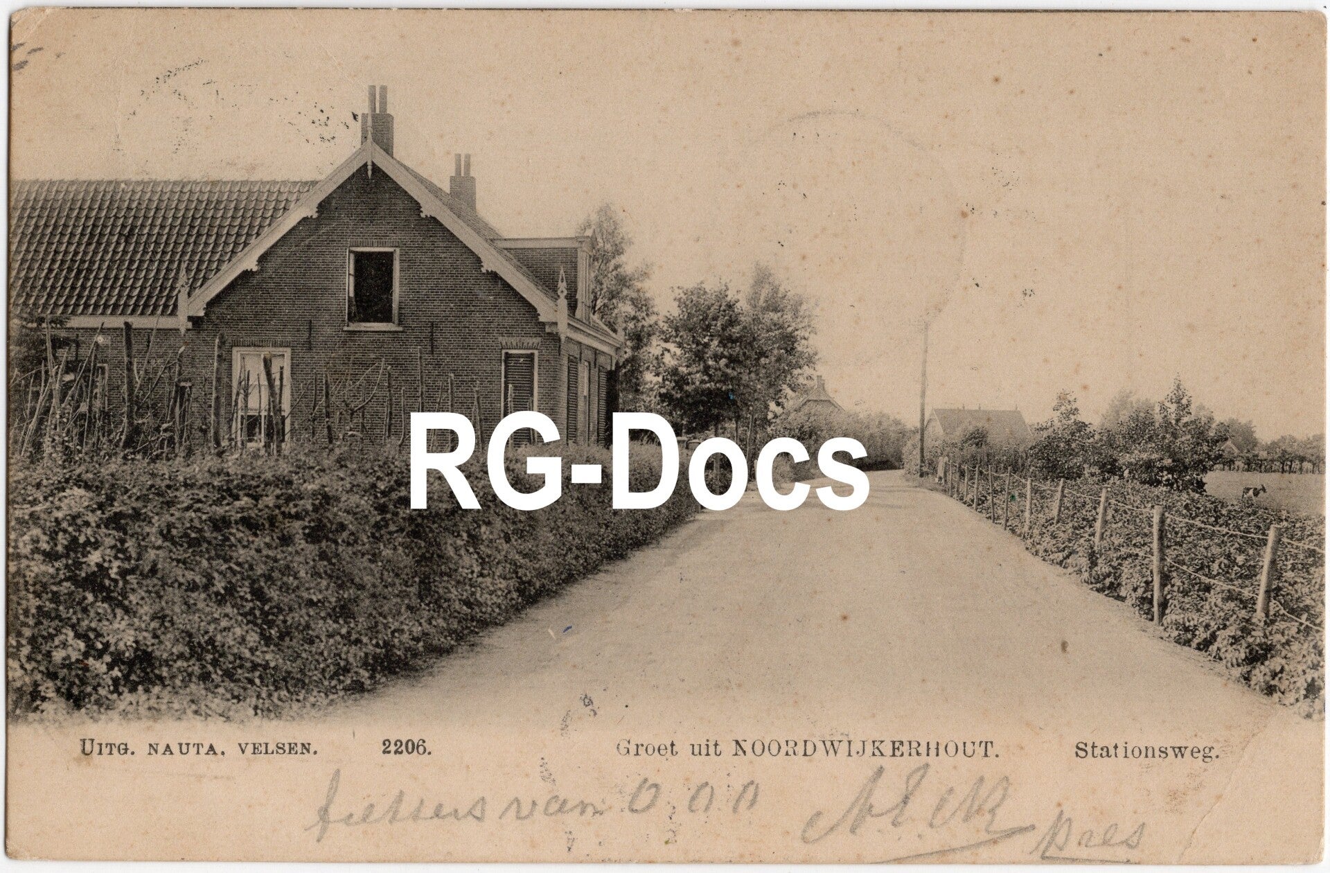 Ansichtkaart – Noordwijkerhout, Trein Stationsweg (1902)