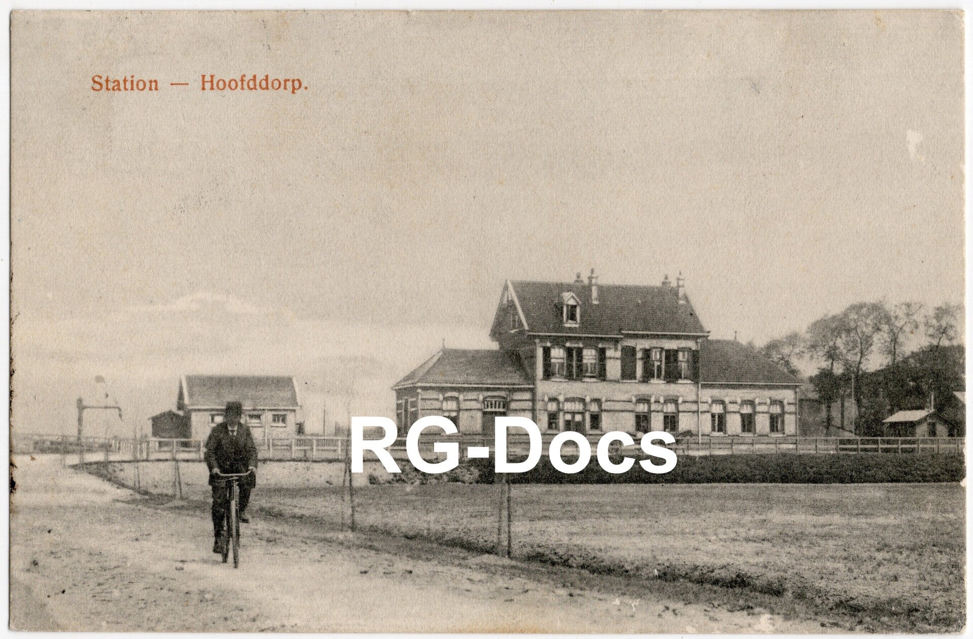 Ansichtkaart - Briefkaart Trein Station Hoofddorp, Noord-Holland (1914)