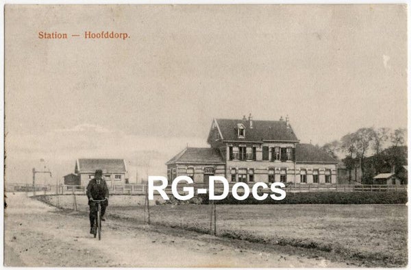 Ansichtkaart - Briefkaart Trein Station Hoofddorp, Noord-Holland (1914)