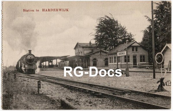 Ansichtkaart - Briefkaart Trein Station Harderwijk met stoomtrein, Gelderland (ca. 1915)