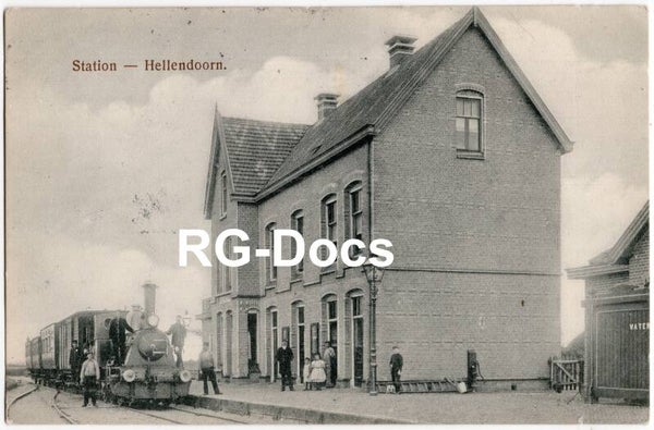 Ansichtkaart - Briefkaart Trein Station Hellendoorn met stoomtrein, Overijssel (1918)