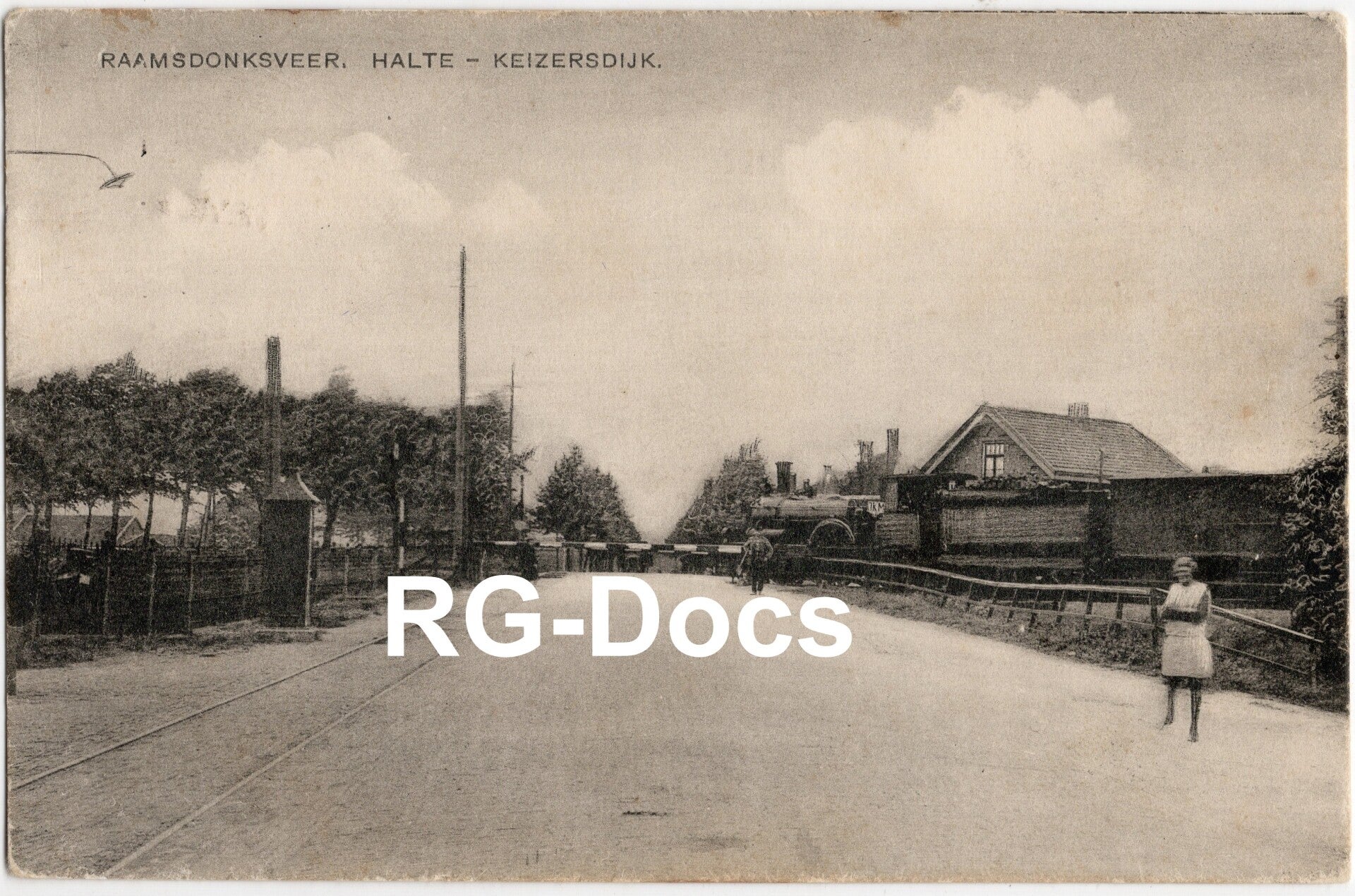 Ansichtkaart - Briefkaart Stoomtram RTM Halte Keizersdijk Raamsdonksveer, stoomlocomotief, Noord-Brabant (1928)