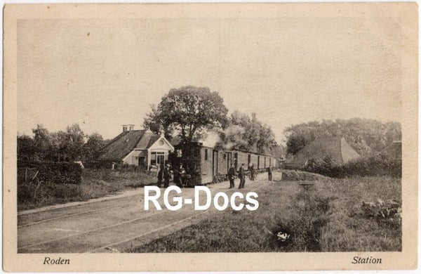 Ansichtkaart - Briefkaart NTM Stoomtram Station Roden, Drenthe (1918)