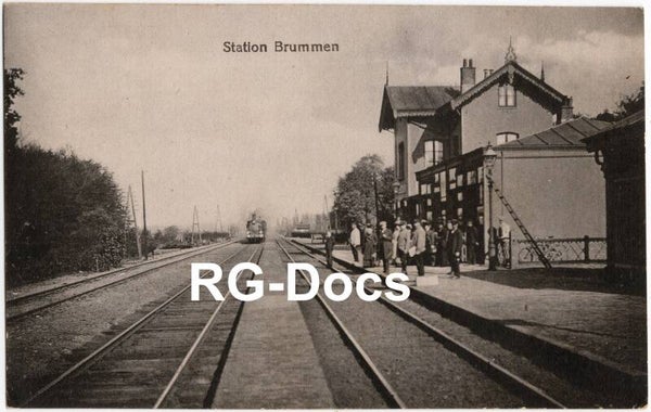 Ansichtkaart - Briefkaart Trein Station Brummen met stoomtrein, Gelderland (1920)