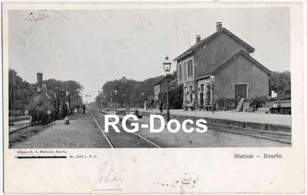 Ansichtkaart - Briefkaart Trein Station Ruurlo, stoomlocomotief, Gelderland (1908)