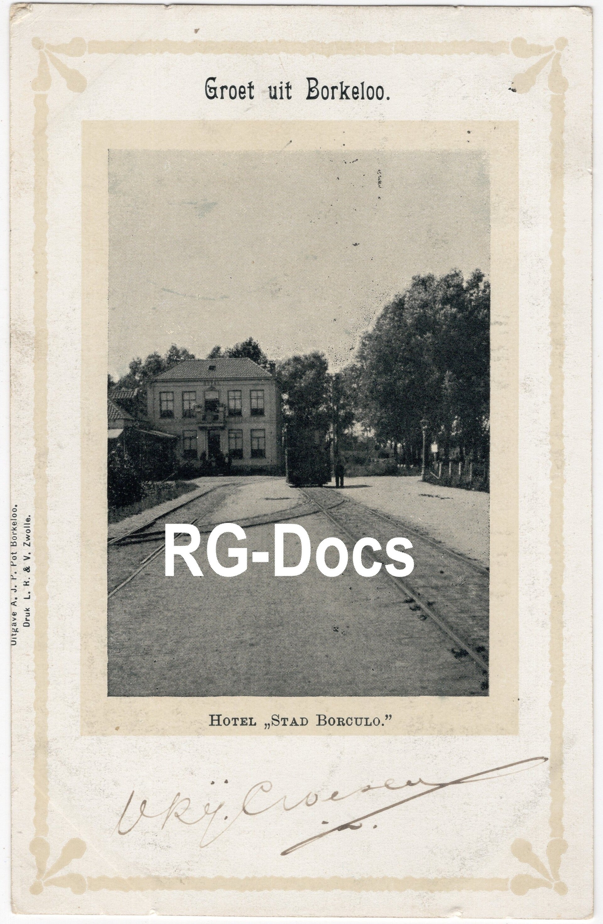 Ansichtkaart - Briefkaart Hotel "Stad Borculo" Borculo met Tram, Gelderland (1902)