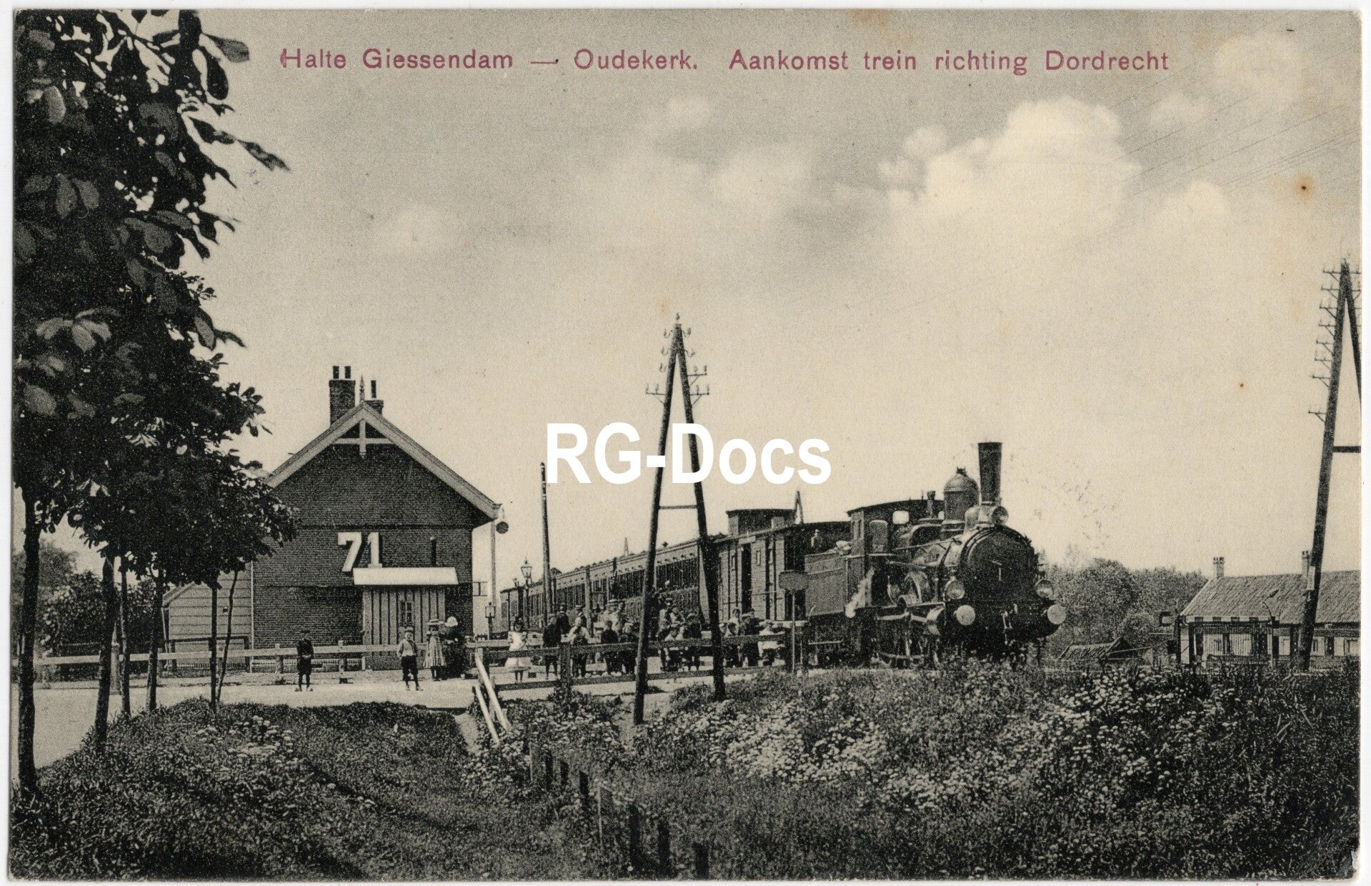 Ansichtkaart - Briefkaart Trein bij Halte Giessendam-Oudekerk, Zuid-Holland (1906)