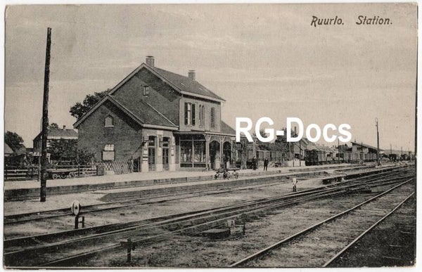 Ansichtkaart - Briefkaart Trein Station Ruurlo, Gelderland (1920)