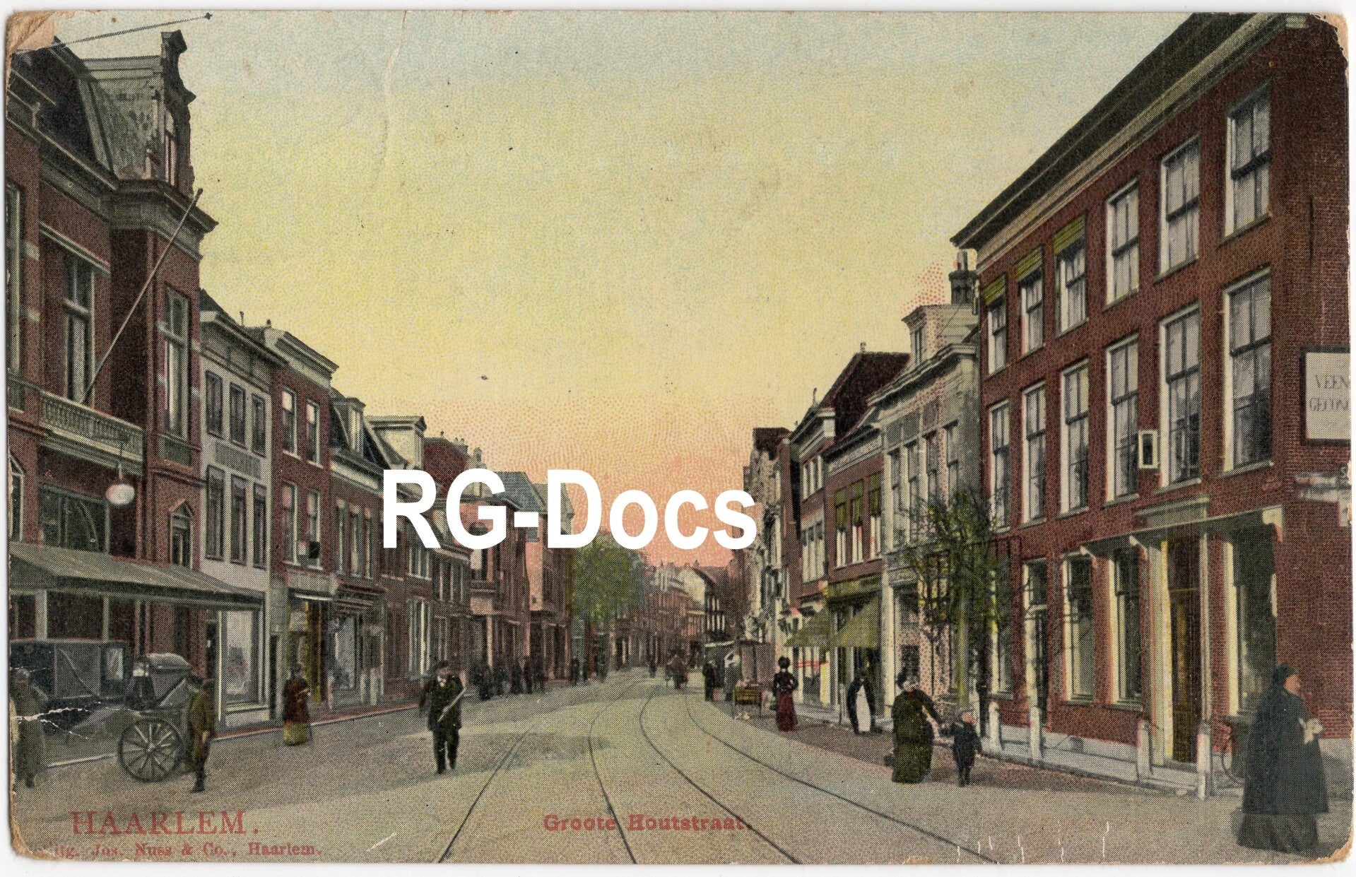 Ansichtkaart - Briefkaart Haarlem, Groote Houtstraat (1907)