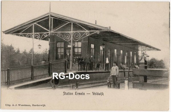 Ansichtkaart - Briefkaart Trein Station Ermelo-Veldwijk, Gelderland (ca. 1910)