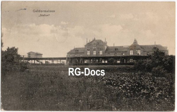 Ansichtkaart - Briefkaart Trein Station Geldermalsen, Gelderland (ca. 1915)