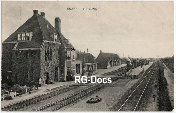 Ansichtkaart - Briefkaart Trein Station Gilze-Rijen, Noord-Brabant (ca. 1933)