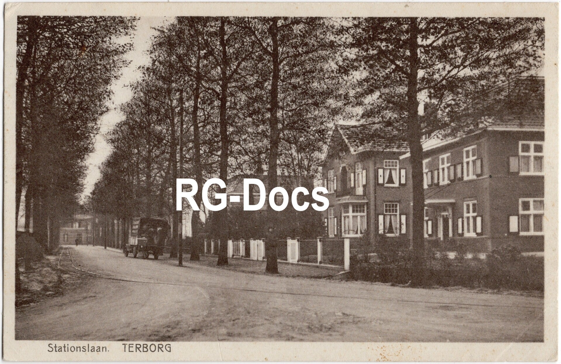 Ansichtkaart - Terborg, Trein Stationslaan (1928)